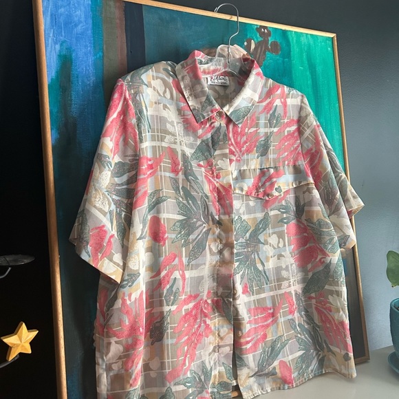 D’Allairds Tropical Print Short Sleeve Blouse L - Picture 3 of 16